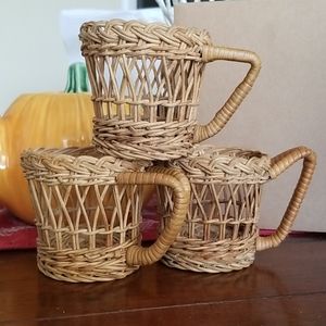 Vintage wicker cups